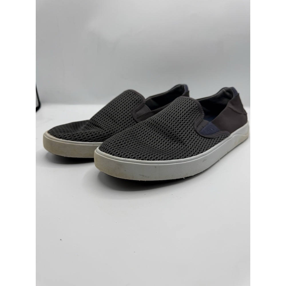 Olukai Lae'Ahi Gray White Slip-on Loafers Boat Shoes Sneaker Men's US Size 10